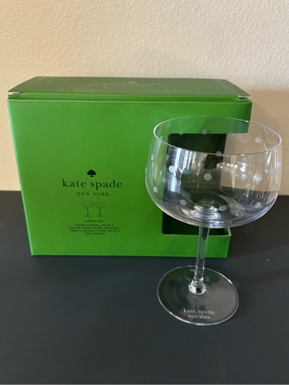 Kate Spade + Lenox Larabee Dot Blown Glass Champagne Cocktail Dessert Coupe